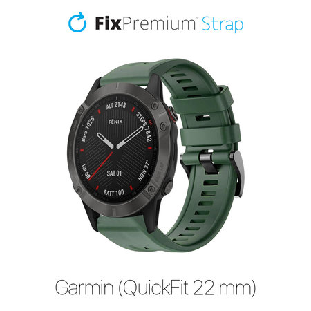 FixPremium - Silikonski trak za Garmin (QuickFit 22mm), temno zelen
