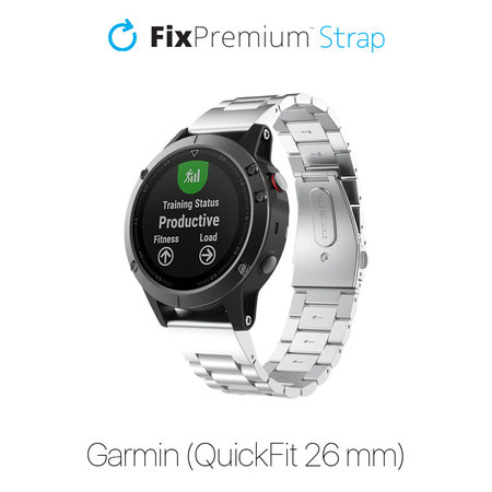 FixPremium - Trak iz nerjavečega jekla za Garmin (QuickFit 26mm), srebrn