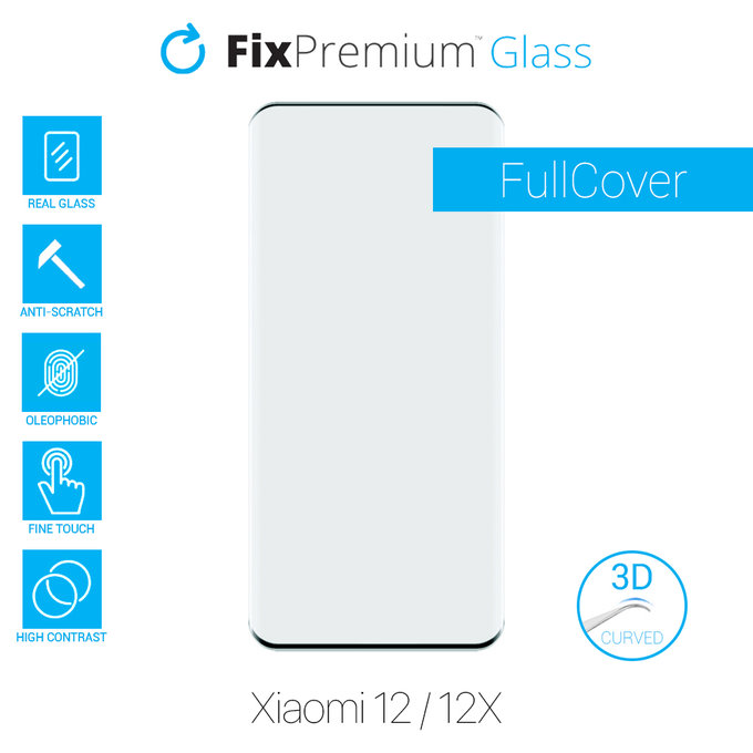 FixPremium FullCover Glass - 3D Kaljeno Steklo za Xiaomi 12 in 12X
