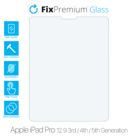 FixPremium Glass - Kaljeno Steklo za Apple iPad Pro 12.9" (3rd Gen 2018, 4th Gen 2020, 5th Gen 2021, 6th Gen 2022)