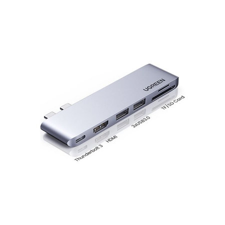 UGREEN - Dual USB-C Hub 6v1, siv