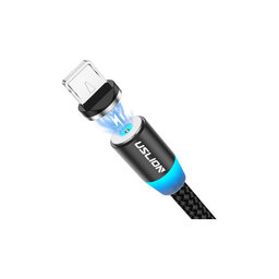 USLION - Lightning / USB magnetni kabel (1m), črn