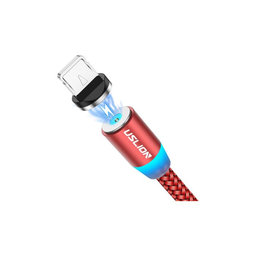 USLION - Lightning / USB magnetni kabel (1m), rdeč