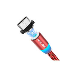 USLION - USB-C / USB magnetni kabel (1m), rdeč