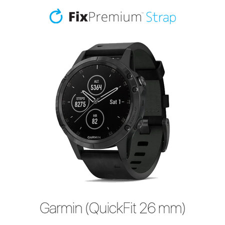 FixPremium - Usnjen trak za Garmin (QuickFit 26mm), črn