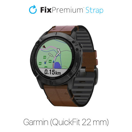 FixPremium - Usnjen pašček za Garmin (QuickFit 22mm), rjav