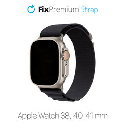 FixPremium - Pašček Alpine Loop za Apple Watch (38, 40 in 41mm), črn
