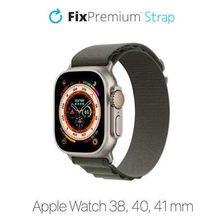 FixPremium - Pašček Alpine Loop za Apple Watch (38, 40 in 41mm), zelen