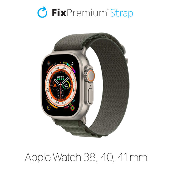 FixPremium - Pašček Alpine Loop za Apple Watch (38, 40 in 41mm), zelen