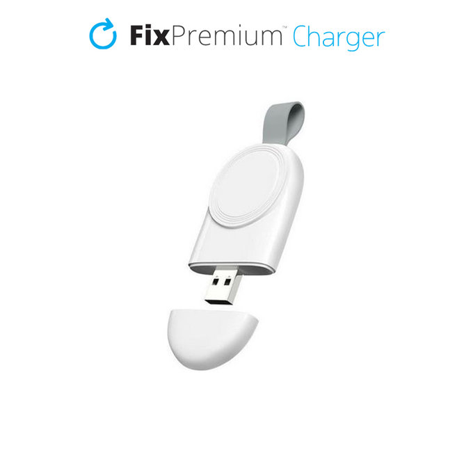 FixPremium - Potovalni USB polnilec za Apple Watch, bel
