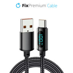 FixPremium - USB-C / USB kabel s funkcijo napajanja (1 m), črn