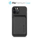 FixPremium - Carbon ovitek z denarnico MagSafe Wallet za iPhone 12 Pro Max, črn