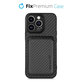 FixPremium - Carbon ovitek z denarnico MagSafe Wallet za iPhone 13 Pro Max, črn