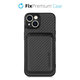 FixPremium - Carbon ovitek z denarnico MagSafe Wallet za iPhone 14 Plus, črn