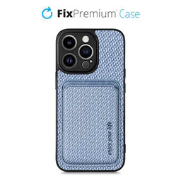 FixPremium - Carbon ovitek z denarnico MagSafe Wallet za iPhone 14 Pro, moder