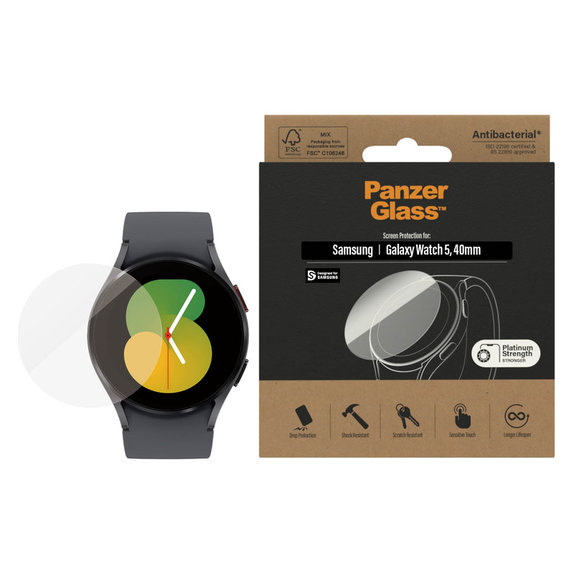 Kaljeno steklo Flat Glass AB za Samsung Galaxy Watch 5 40 mm, Prozorna, PanzerGlass