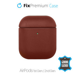 FixPremium - Usnjena torbica za AirPods 1 in 2, rjava