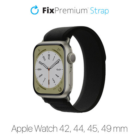 FixPremium - Trail Loop pašček za Apple Watch (42, 44, 45 in 49mm), črn