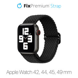 FixPremium - Solo Loop pašček za Apple Watch (42, 44, 45 in 49mm), črn