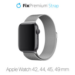 FixPremium - Milanese Loop pašček za Apple Watch (42, 44, 45 in 49mm), srebrn