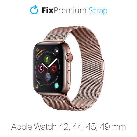 FixPremium - Milanese Loop pašček za Apple Watch (42, 44, 45 in 49mm), roza zlato