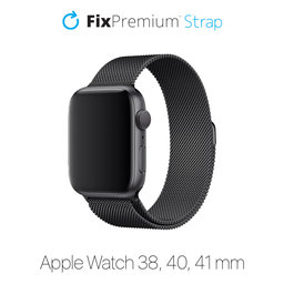 FixPremium - Milanese Loop pašček za Apple Watch (38, 40 in 41mm), črn