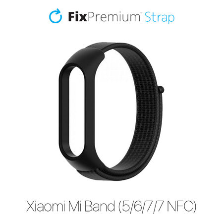 FixPremium - najlonski trak za Xiaomi Mi Band (5/6/7/7 NFC), črn
