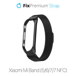 FixPremium - Strap Milanese Loop za Xiaomi Mi Band (5/6/7/7 NFC), črn
