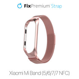 FixPremium - pašček Milanese Loop za Xiaomi Mi Band (5/6/7/7 NFC), roza zlato