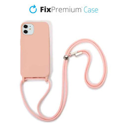 FixPremium - Silikonski ovitek z vrvico za iPhone 11, roza