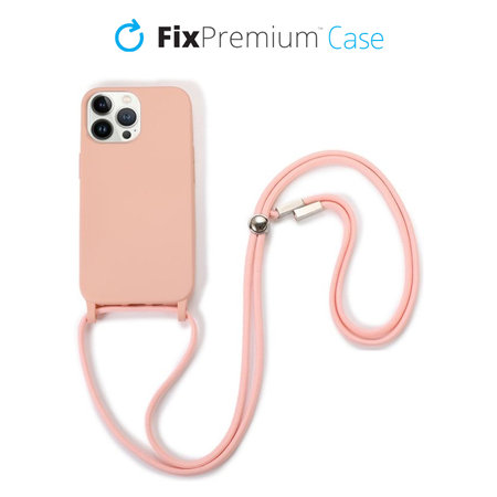 FixPremium - Silikonski ovitek z vrvico za iPhone 12 Pro Max, roza