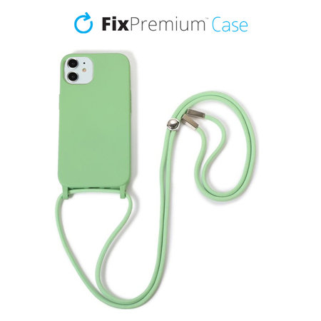 FixPremium - Silikonski ovitek z vrvico za iPhone 11, zelen