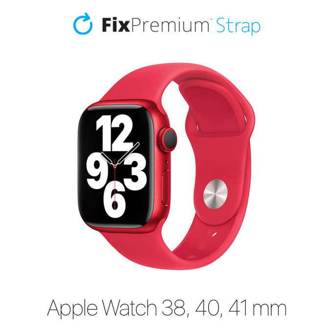 FixPremium - Silikonski pas za Apple Watch (38, 40 in 41mm), rdeč