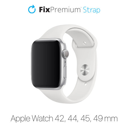 FixPremium - Silikonski pašček za Apple Watch (42, 44, 45 in 49mm), bel