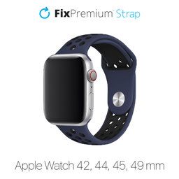 FixPremium - Silikonski športni pašček za Apple Watch (42, 44, 45 in 49mm), moder