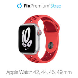 FixPremium - Silikonski športni pašček za Apple Watch (42, 44, 45 in 49mm), rdeč