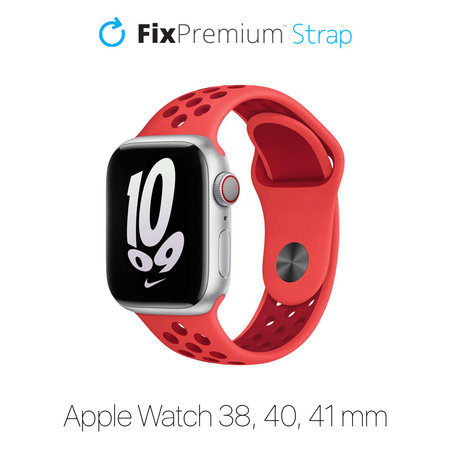 FixPremium - Silikonski športni pas za Apple Watch (38, 40 in 41mm), rdeč