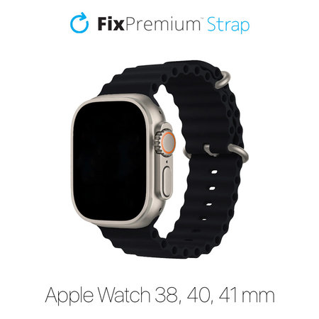 FixPremium - Pašček Ocean Loop za Apple Watch (38, 40 in 41mm), črn