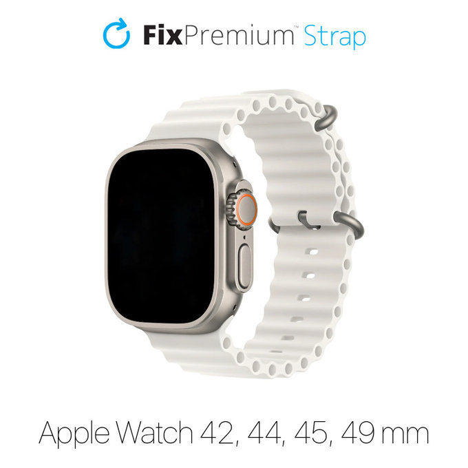 FixPremium - Pašček Ocean Loop za Apple Watch (42, 44, 45 in 49mm), bel
