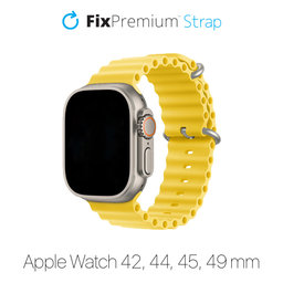 FixPremium - Pašček Ocean Loop za Apple Watch (42, 44, 45 in 49mm), rumen