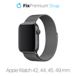 FixPremium - Milanese Loop pašček za Apple Watch (42, 44, 45 in 49mm), grafit