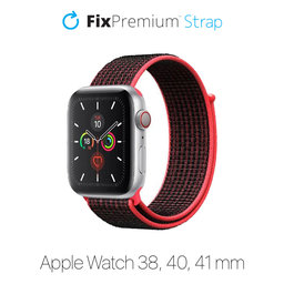 FixPremium - Najlonski pašček za Apple Watch (38, 40 in 41mm), rdeč