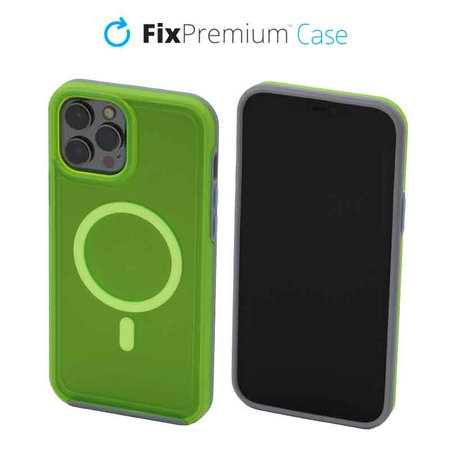 FixPremium - Ovitek Clear with MagSafe za iPhone 12 Pro Max, neon zelena