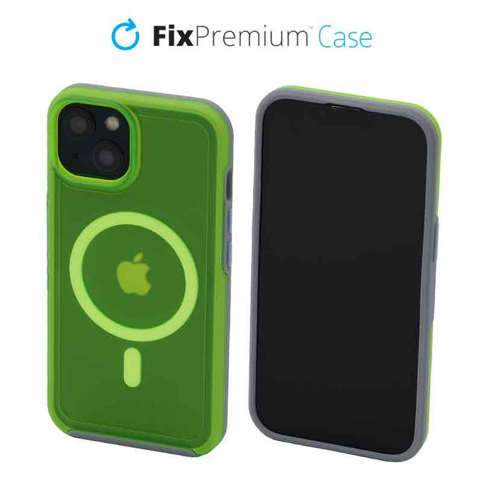 FixPremium - Ovitek Clear z MagSafe za iPhone 13, neon green
