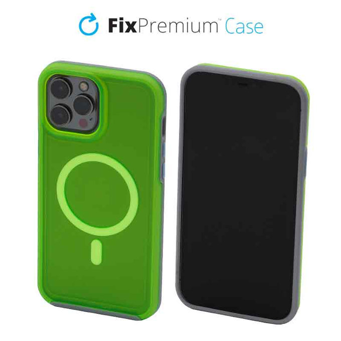 FixPremium - Ovitek Clear z MagSafe za iPhone 13 Pro Max, neon green