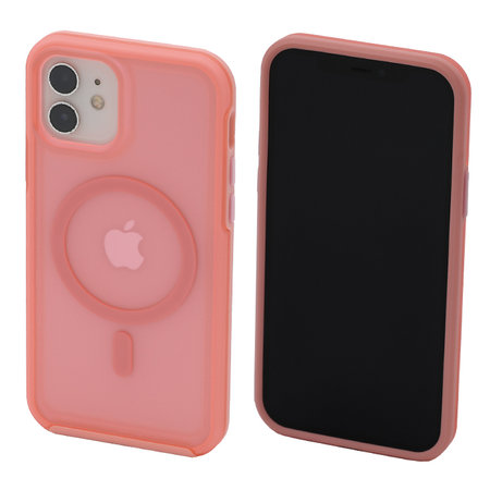 FixPremium - Ovitek Clear with MagSafe za iPhone 12 in 12 Pro, breskovo roza