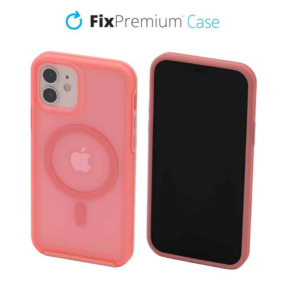 FixPremium - Ovitek Clear z MagSafe za iPhone 12 in 12 Pro, peach pink