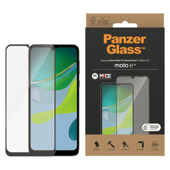 Kaljeno steklo UWF za Motorola Moto E13, Črna, PanzerGlass
