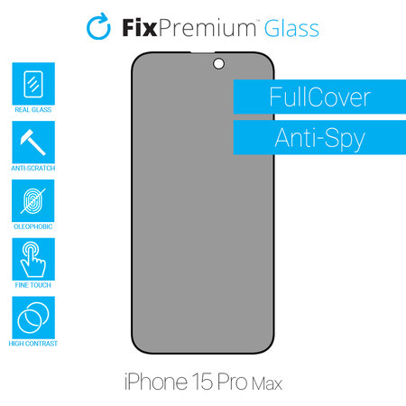 FixPremium Privacy Anti-Spy Glass - Kaljeno Steklo za iPhone 15 Pro Max