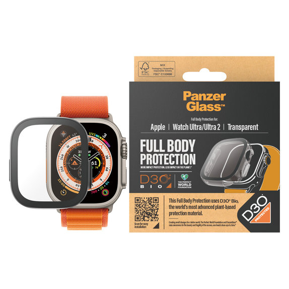 Kaljeno steklo Full Body D3O za Apple Watch Ultra/Ultra 2, Prozorna, PanzerGlass